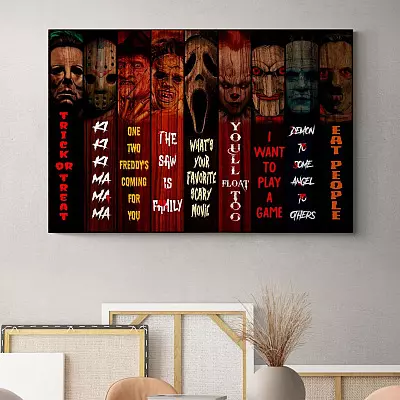 Alternative view of Classic Horror Movie Characters Framed Canvas Prints - Old Scary Movies Halloween Unframed Poster