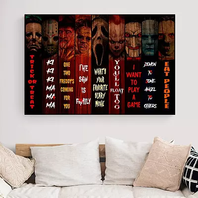Classic Horror Movie Characters Framed Canvas Prints - Old Scary Movies Halloween Unframed Poster