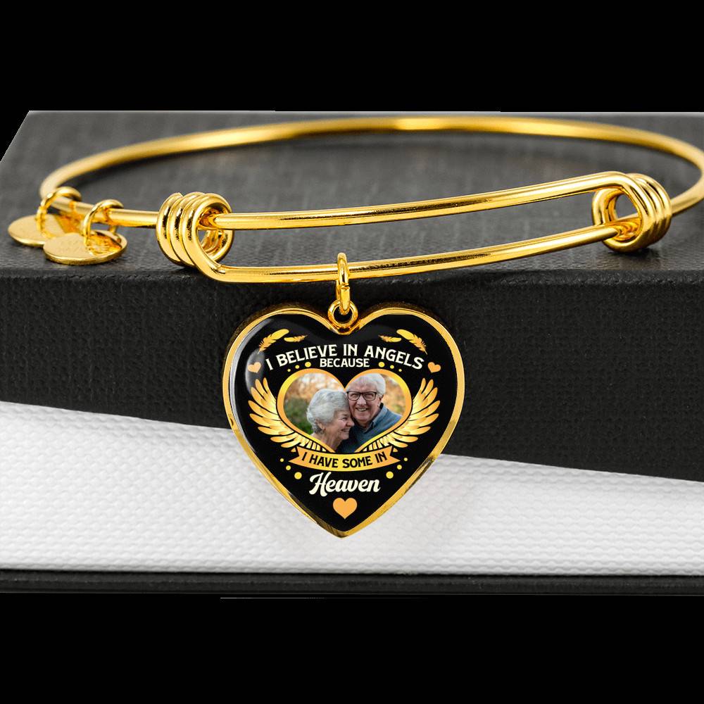 I Believe in Angels Because I Have Some in Heaven Personalized Photo Heart Pendant Necklace