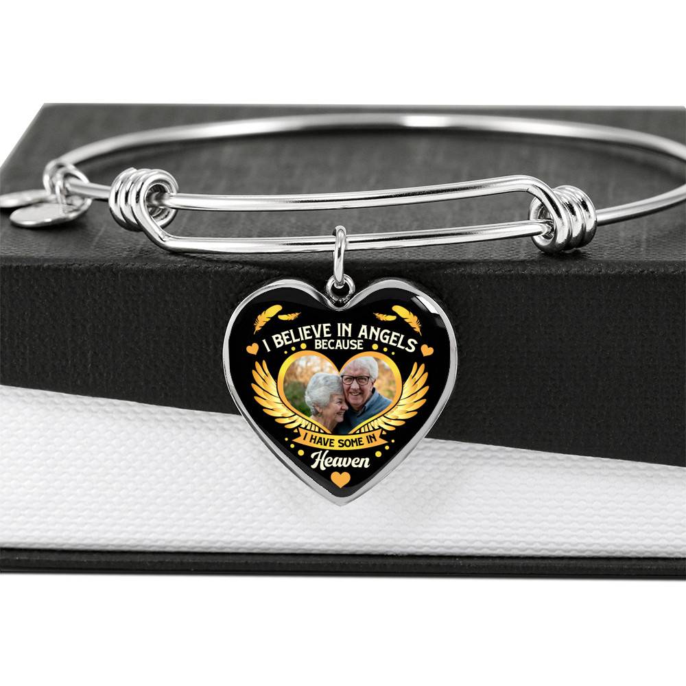 I Believe in Angels Because I Have Some in Heaven Personalized Photo Heart Pendant Necklace