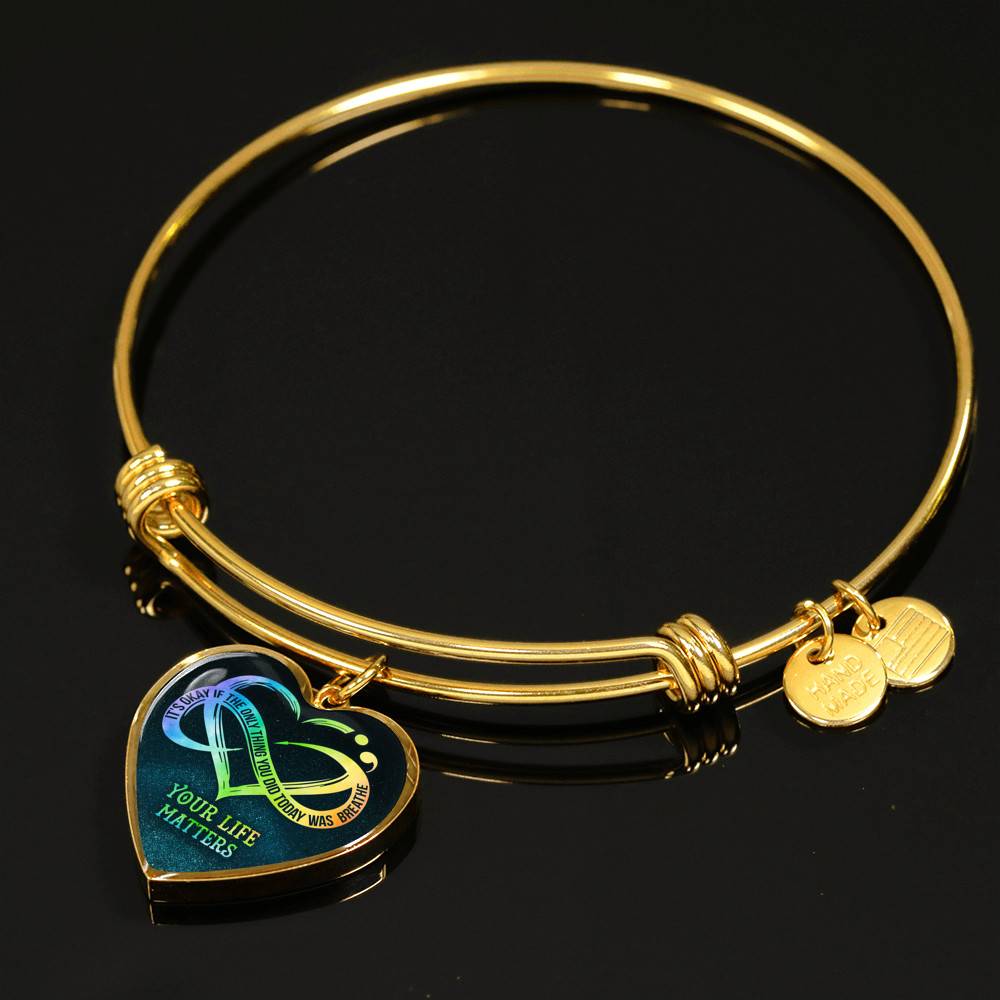It's Okay If The Only Thing You Do Today Is Breathe Your Life Matters Heart Pendant Necklace - Suicide Awareness Gift