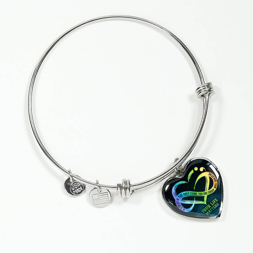 It's Okay If The Only Thing You Do Today Is Breathe Your Life Matters Heart Pendant Necklace - Suicide Awareness Gift