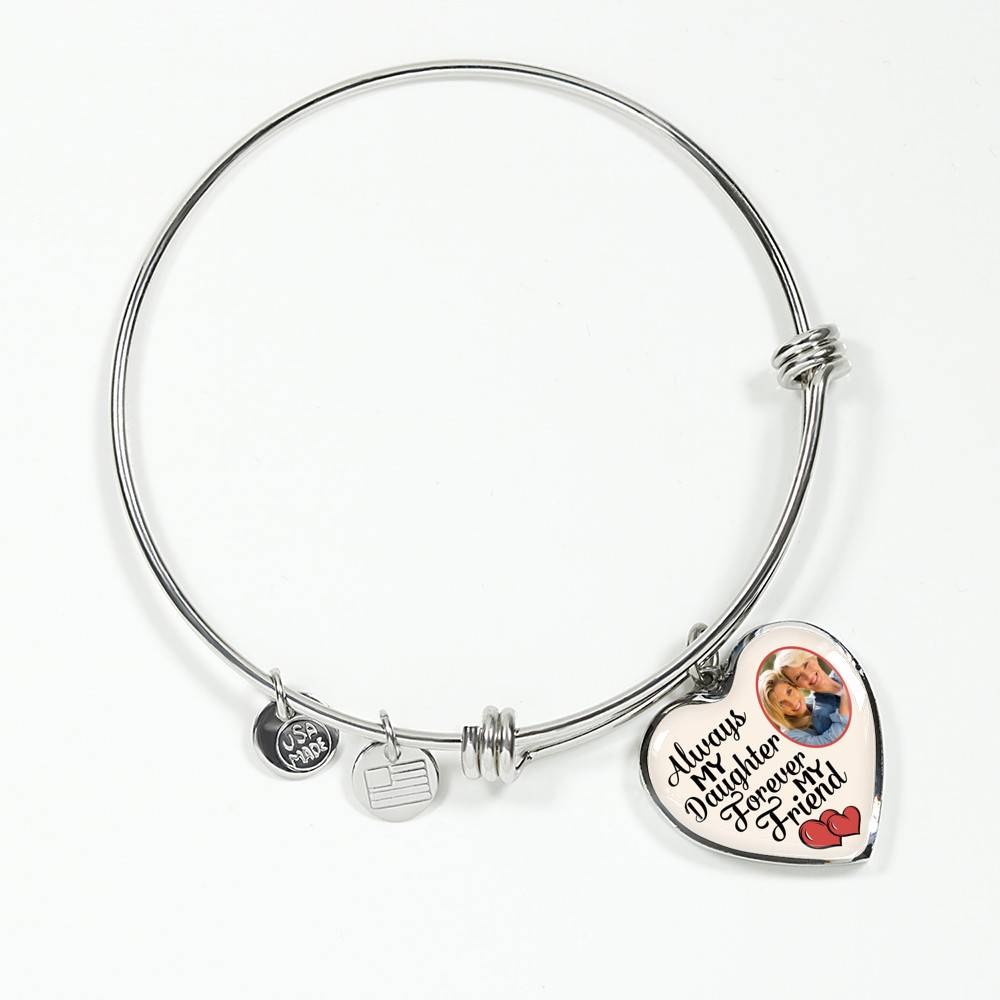 Personalized Photo Always My Daughter Forever My Friend Heart Pendant Necklace