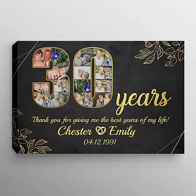 Personalized 30 Years Together Anniversary Framed Canvas - Custom Photo 30th Years Wedding Anniversary Unframed Poster