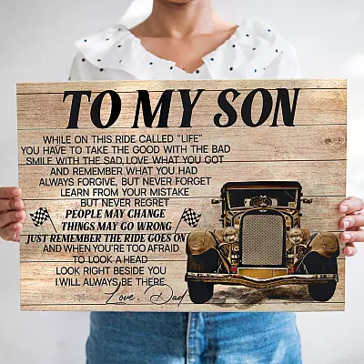 Hot Rod Car From Dad To My Son While On The Ride Called Life Framed Canvas - Unframed Poster