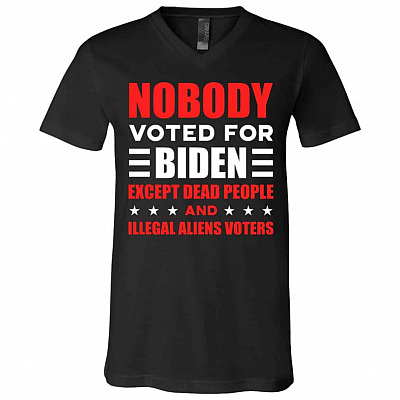 biden t, Black, V-Neck T-Shirt