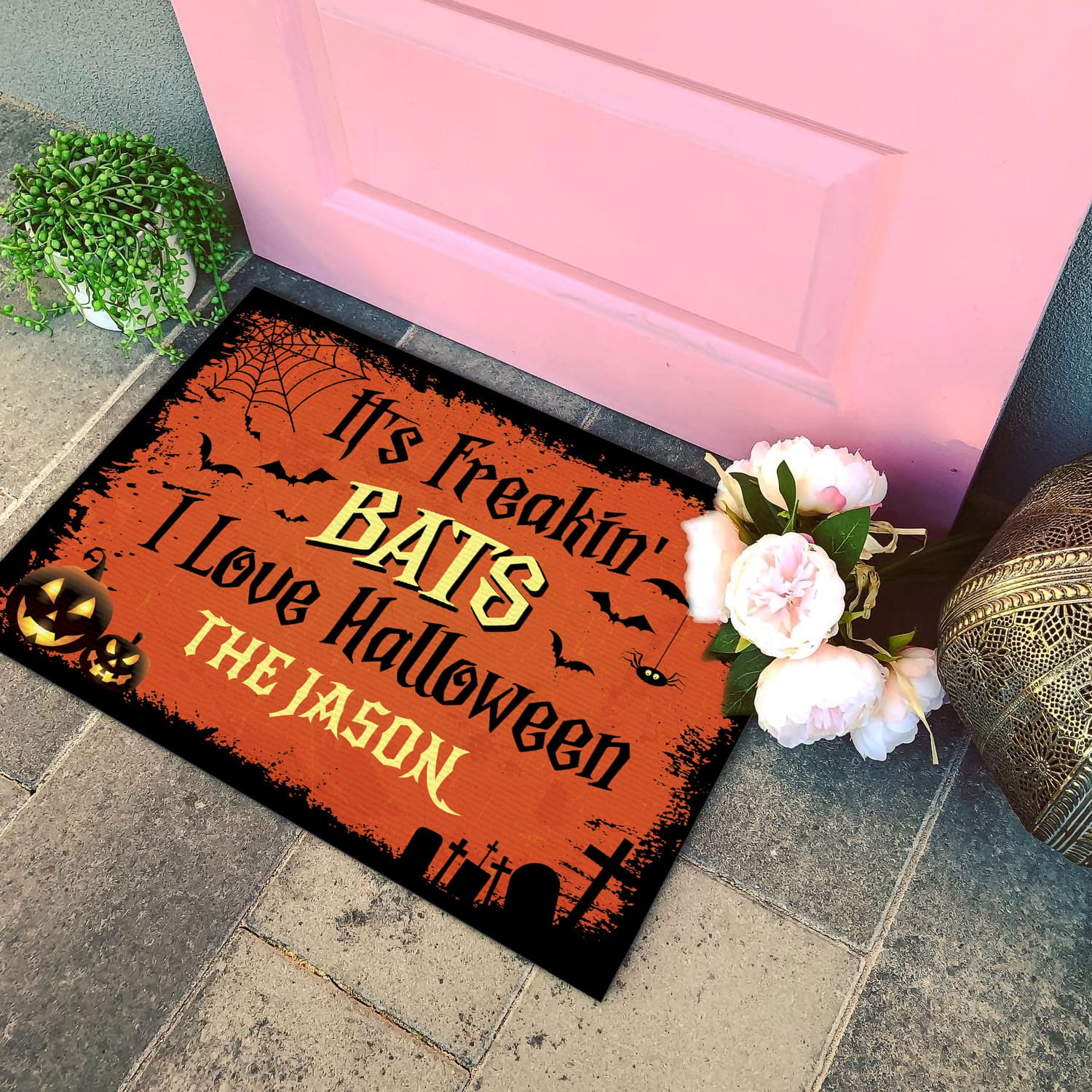 7VT. It's Freakin Bats sample design Doormat mockup 4