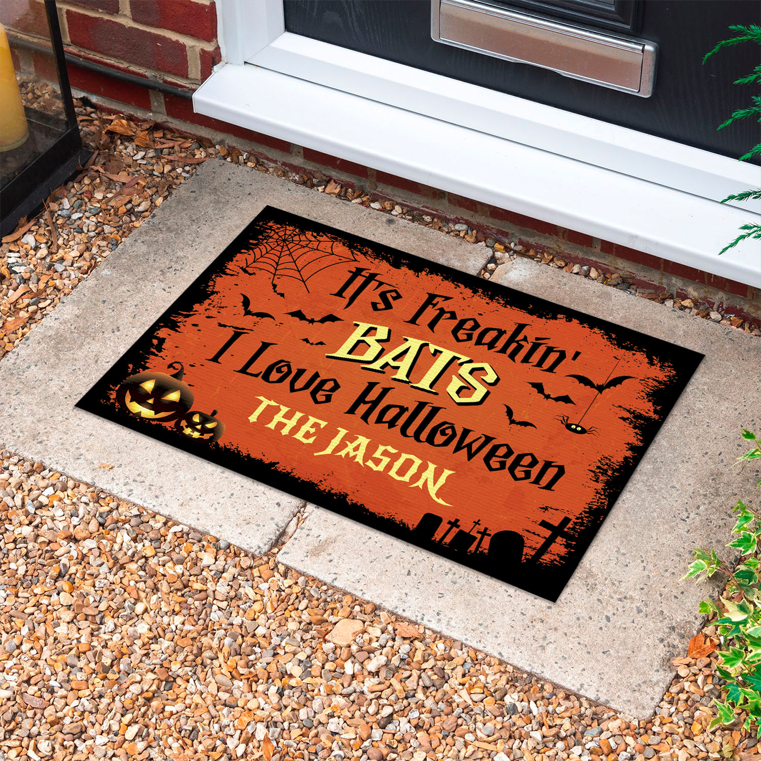 7VT. It's Freakin Bats sample design Doormat mockup 10