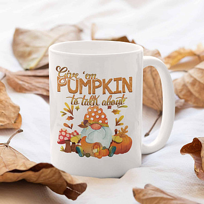 Alternative view of Give 'Em Pumpkin To Talk About Ceramic Coffee Mug - Water Bottle