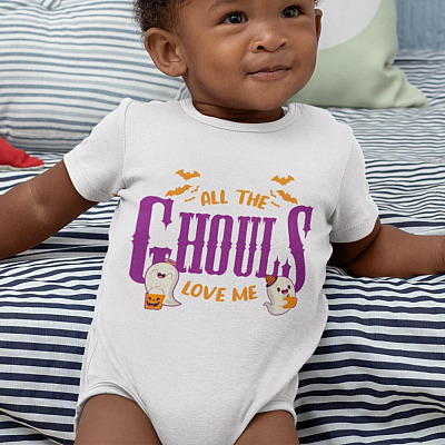 All The Ghouls Love Me Funny Boo Halloween Baby Onesie - Toddler Baby Infant Bodysuit