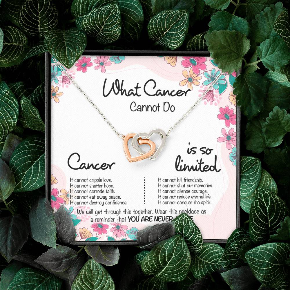 Cancer Survivor What Cancer Cannot Do Interlocking Hearts Pendant Necklace - Cancer Awareness Recovery Gifts
