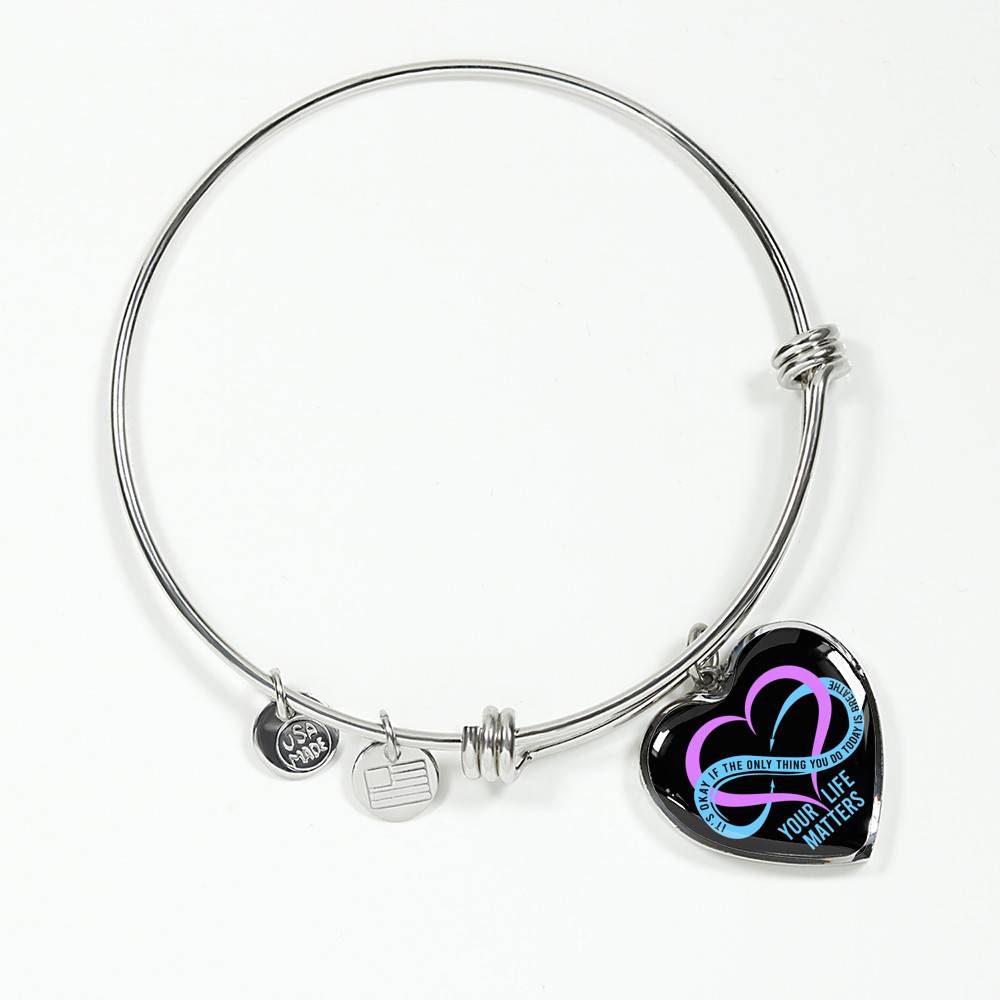 Prevention Suicide It's Ok If the Only Thing You Do Today Is Breathe Your Life Matters Heart Pendant Necklace