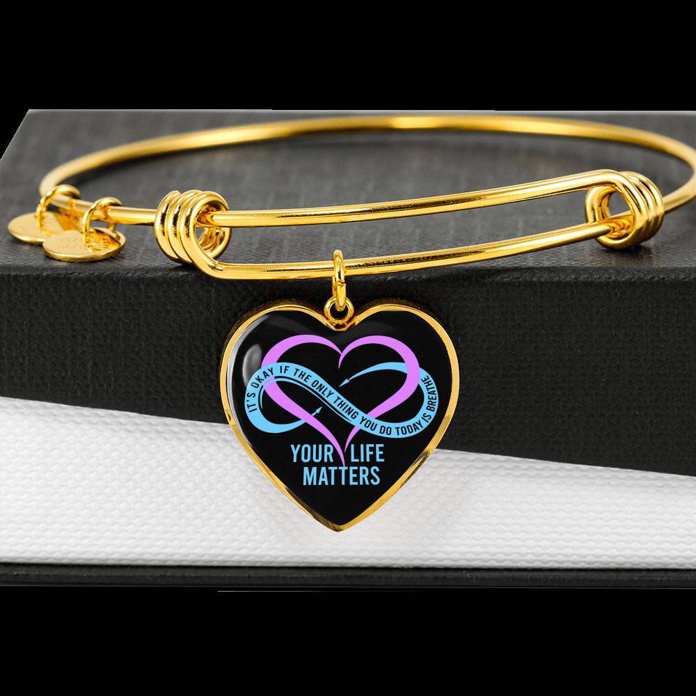 Prevention Suicide It's Ok If the Only Thing You Do Today Is Breathe Your Life Matters Heart Pendant Necklace