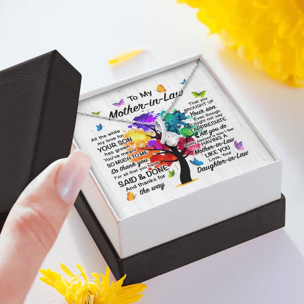To My Mother In Law All The While My Love For Your Son Has Grown Alluring Beauty Necklace - Mother In Law Wedding Gifts