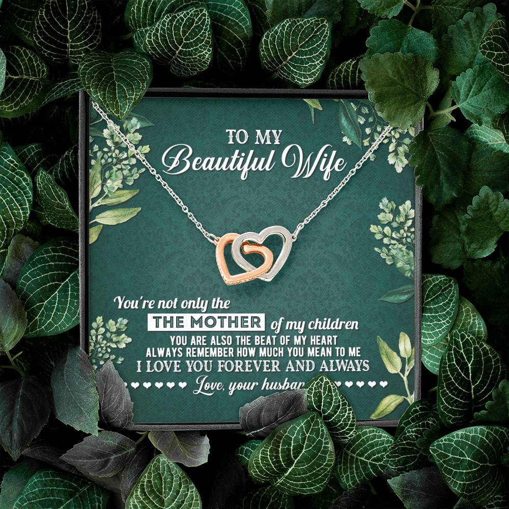 To My Beautiful Wife Always Remember How Much You Mean To Me Love Your Husband Interlocking Hearts Pendant Necklace