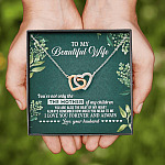 To My Beautiful Wife Always Remember How Much You Mean To Me Love Your Husband Interlocking Hearts Pendant Necklace