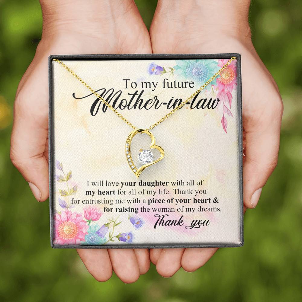 To My Future Mother In Law I Will Love Your Daughter With All Of My Heart From Groom Forever Love Heart Pendant Necklace
