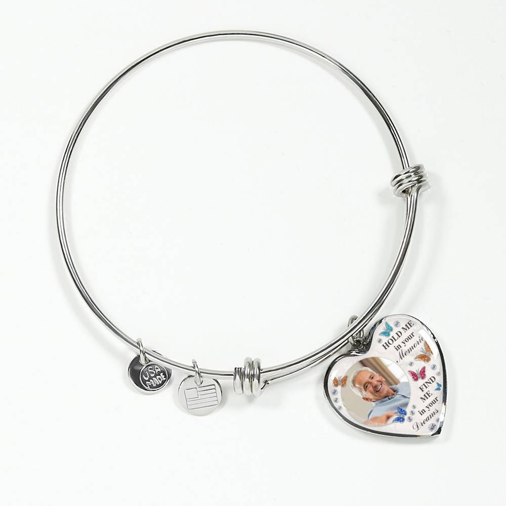 Personalized Photo Hold Me In Your Memories Find Me In Your Dreams Memorial Luxury Heart Pendant Necklace