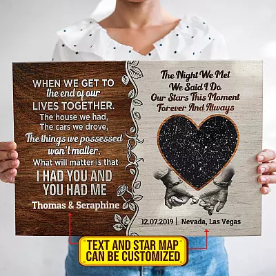 Alternative view of Personalized Couple Names Star Map Wall Art - When We Get To The End Of Our Lives Together Anniversary Custom Night Sky Canvas Poster