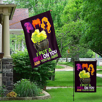 Alternative view of Hocus Pocus I Put A Spell On You and You're Mine Outdoor Garden Flag - House Flag - Wall Flag