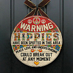 2UT. Warning Hippies Door Sign Mockup 1