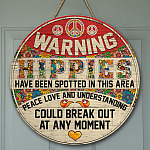 2UT. Warning Hippies Door Sign Mockup 9