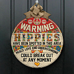 2UT. Warning Hippies Door Sign Mockup 1.1