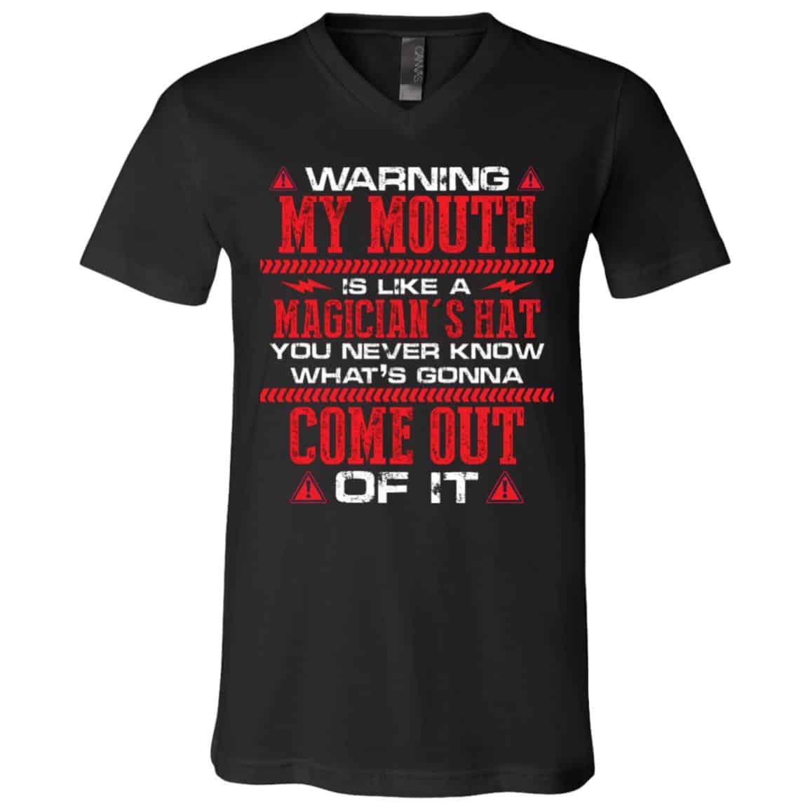 mouth, Black, V-Neck T-Shirt
