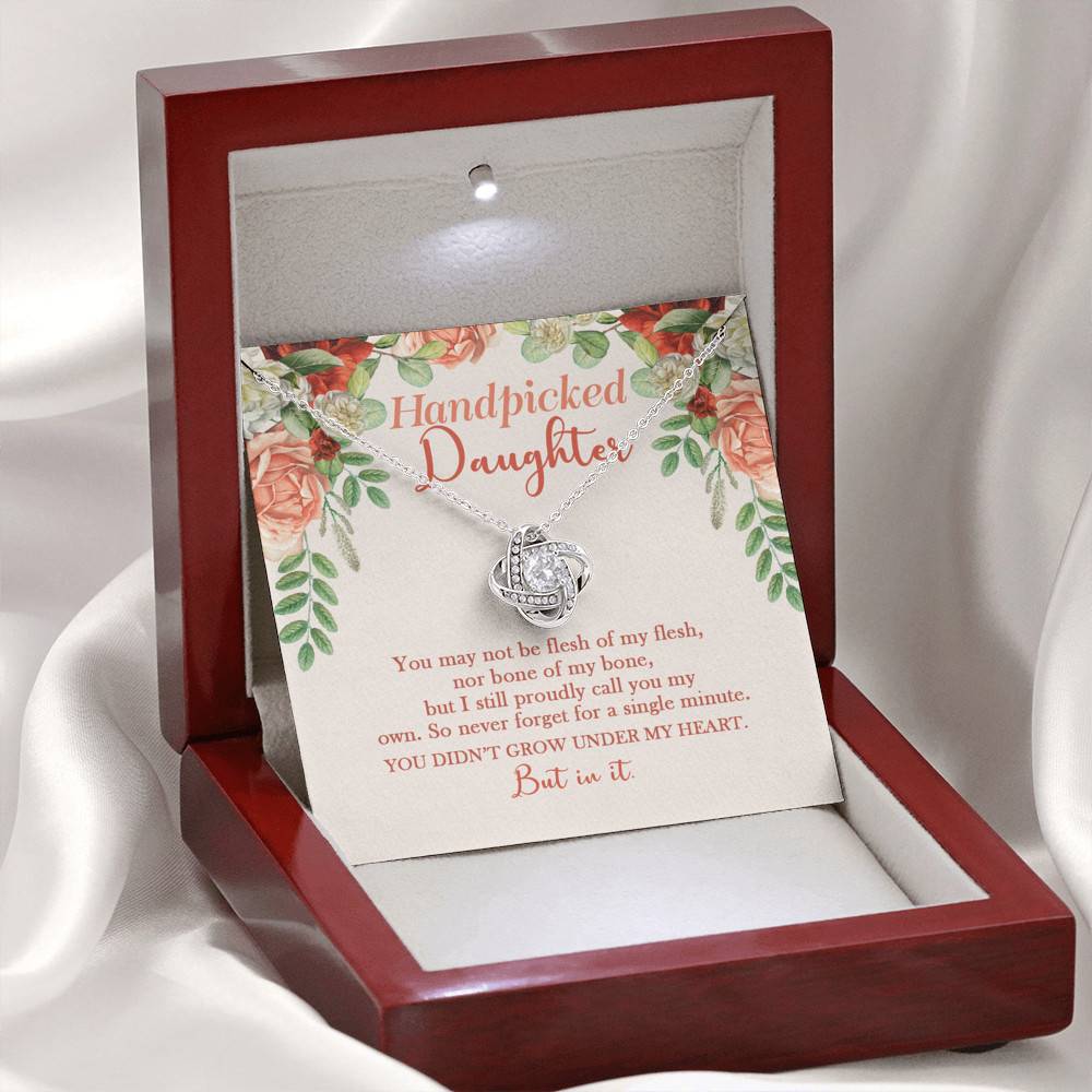 Handpicked Daughter Love Knot Necklace - Jewelry Gifts For Adopted Child From Mom Dad Adoption Keepsake