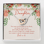 Handpicked Daughter Interlocking Hearts Pendant Necklace - Jewelry Gifts For Adopted Child From Mom Dad - Interlocking Hearts Necklace