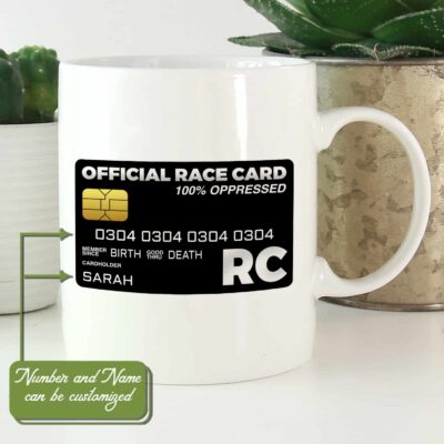 Personalized Black Official Race Card Coffee Mug - Beer Stein - Water Bottle - Color Changing Mug