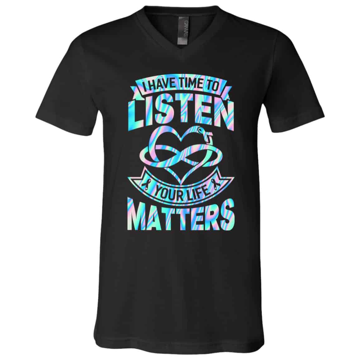 matters, Black, V-Neck T-Shirt