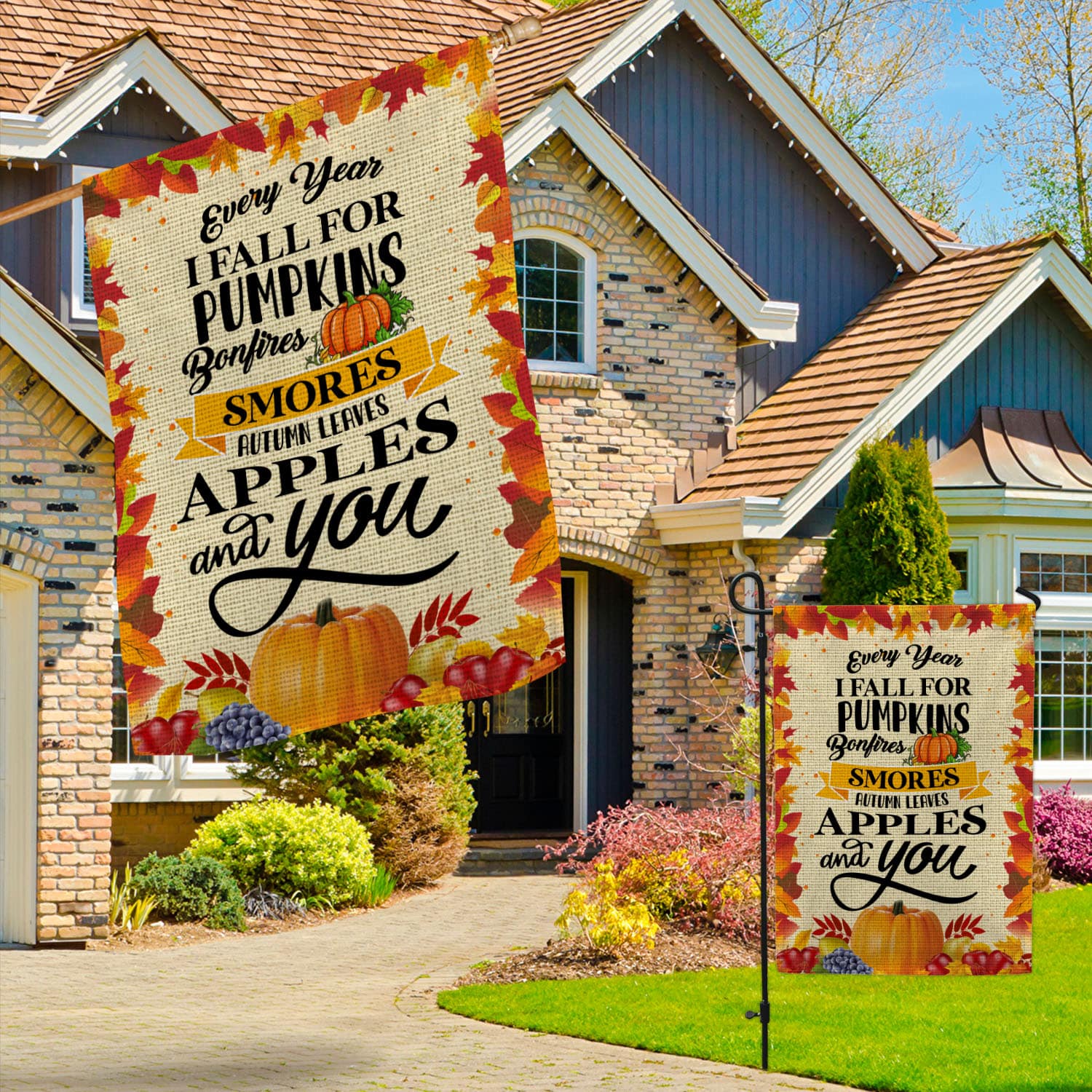 5MH. Fall For Pumpkin Flag 30x40 Garden & House Mockup 3