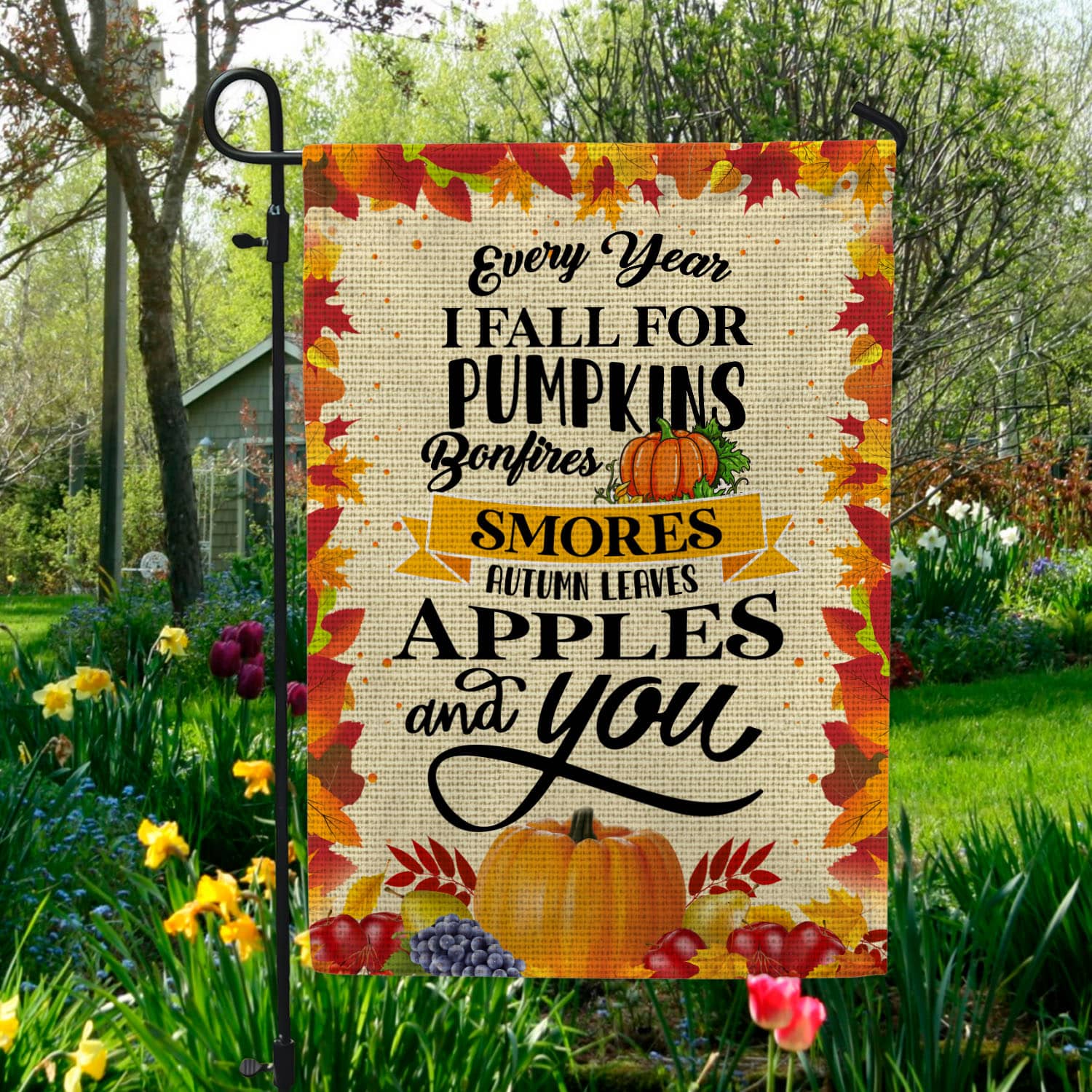 5MH. Fall For Pumpkin Flag 30x40 Garden Flag Mockup 5