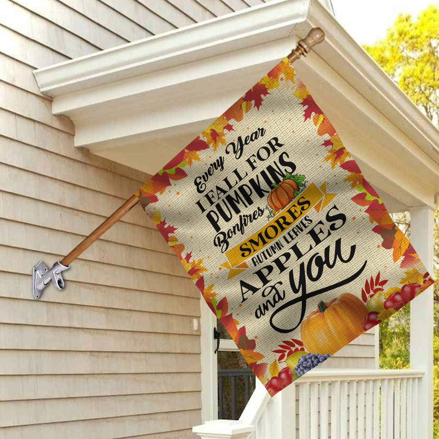 5MH. Fall For Pumpkin Flag 30x40 House Flag Mockup 2