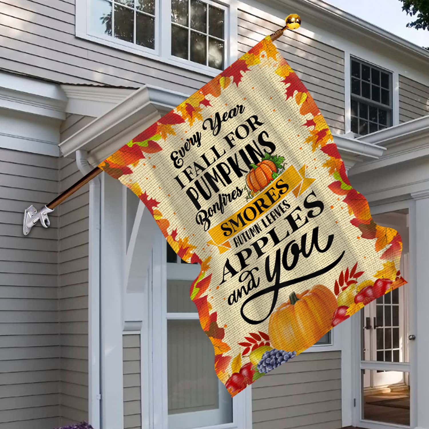 5MH. Fall For Pumpkin Flag 30x40 House Flag Mockup 6
