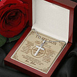 Personalized to My Son from Mom I Want You to Know That My Heart Walks with You Cross Pendant Necklace