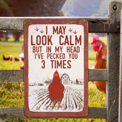 I May Look Calm but in My Head I've Pecked You 3 Times Decorative Metal Sign - Decor Farmhouse