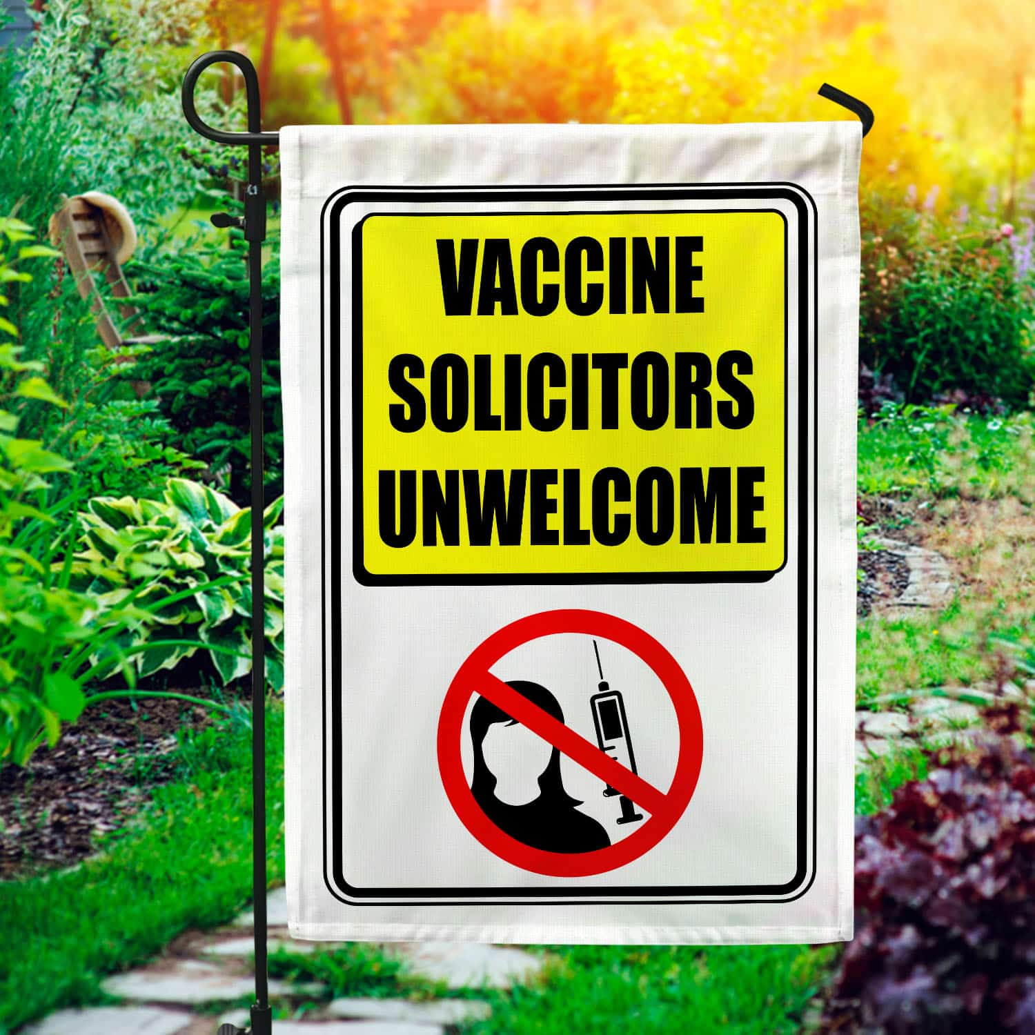 6BN. Unwelcome FLAG 30x40 Garden Flag Mockup 1