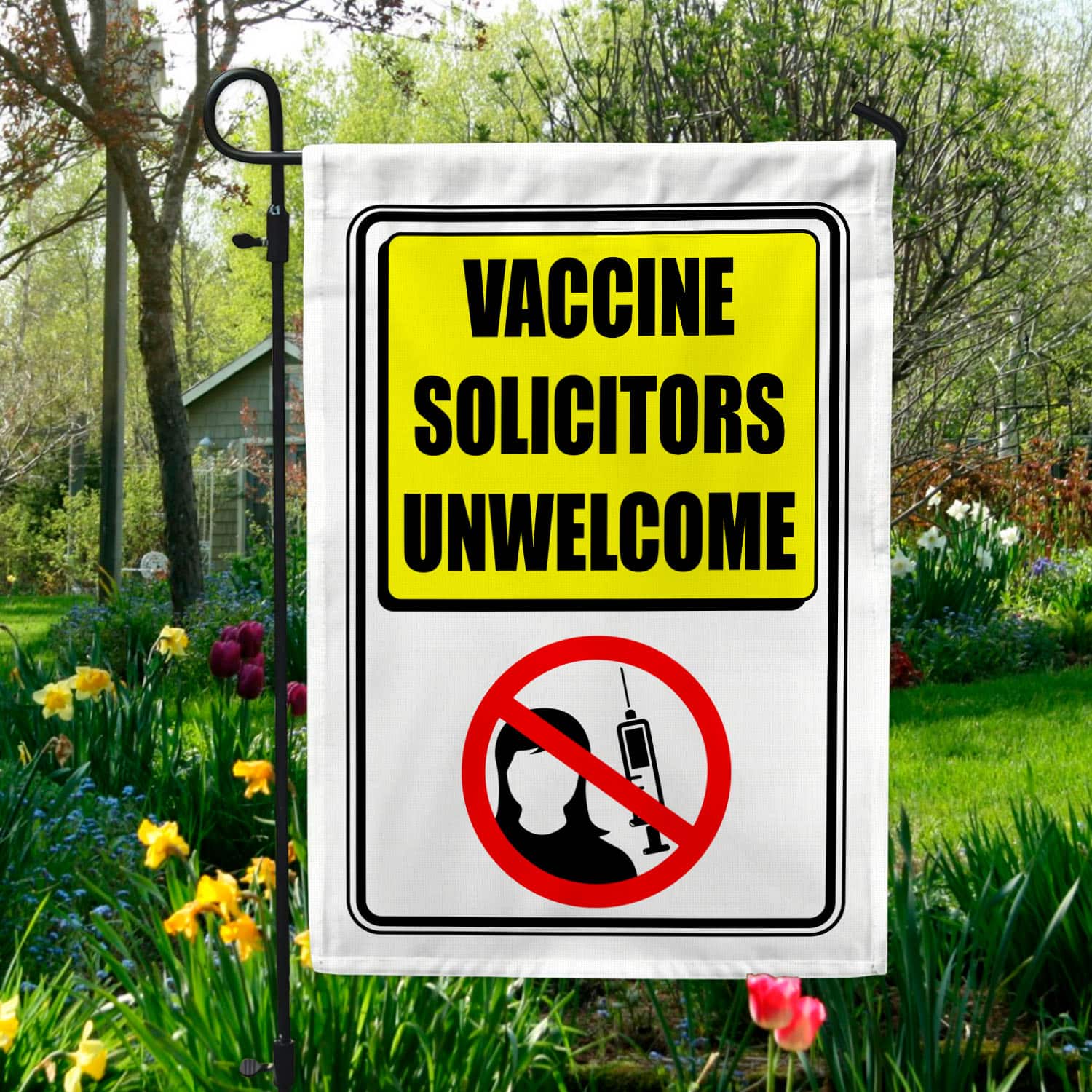 6BN. Unwelcome FLAG 30x40 Garden Flag Mockup 5