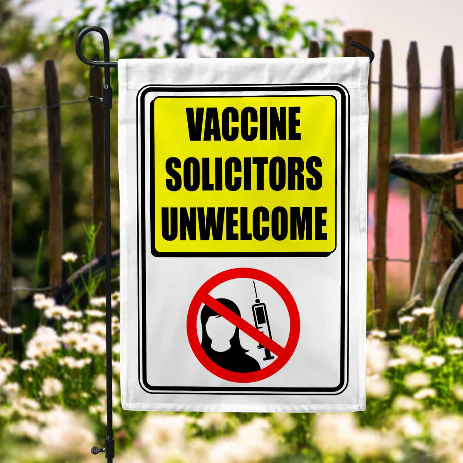 6BN. Unwelcome FLAG 30x40 Garden Flag Mockup 6