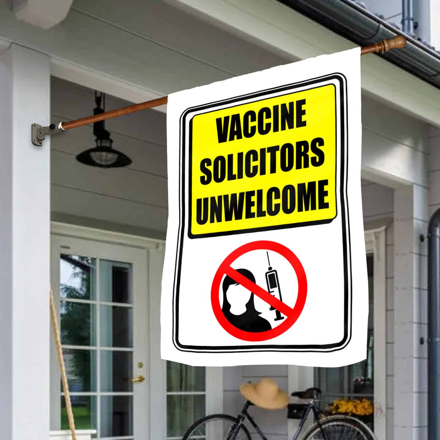6BN. Unwelcome FLAG 30x40 House Flag Mockup 1