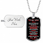 Personalized to My Son from Mom I Want You to Know That My Heart Walks with You Dog Tag Pendant Necklace