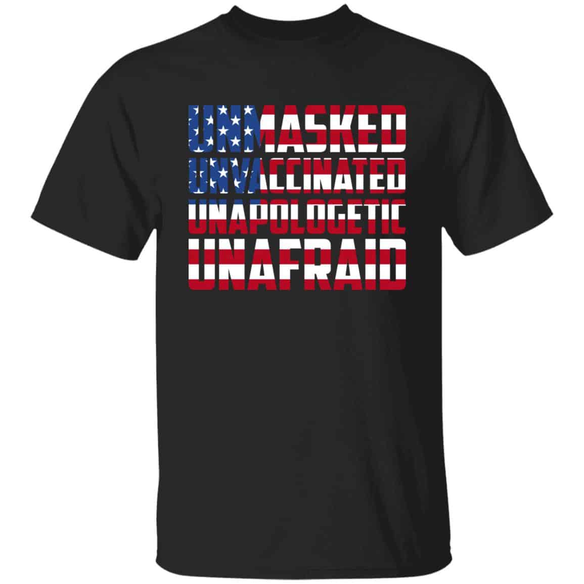 Unmasked Unvaccinated Tshirt, Black, Unisex T-Shirt