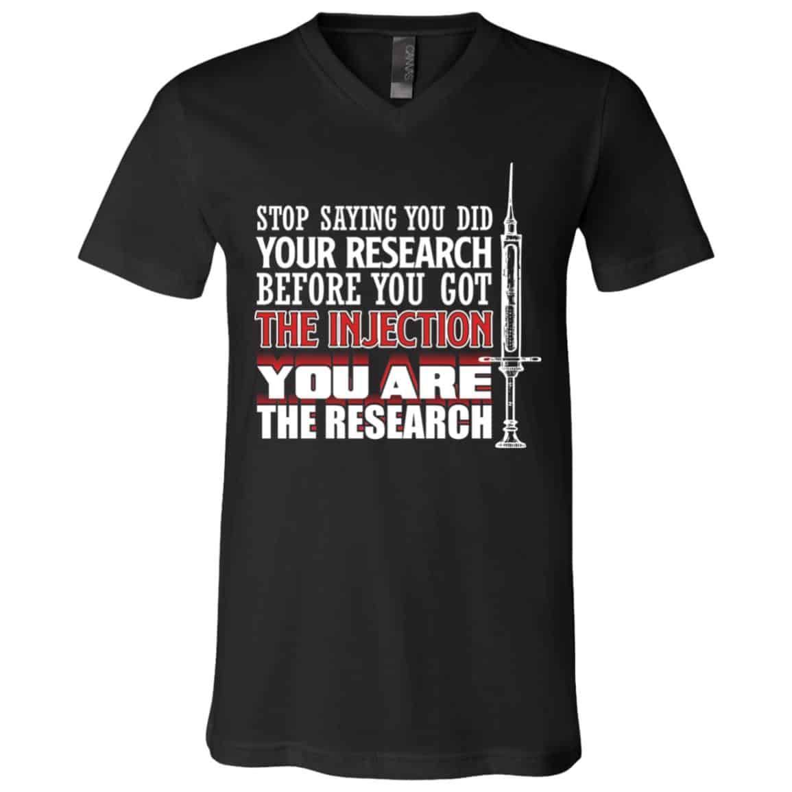 research, Black, V-Neck T-Shirt