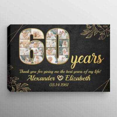 Personalized 60 Years Together Anniversary Framed Canvas - Custom Photo 60th Year Wedding Anniversary Unframed Poster