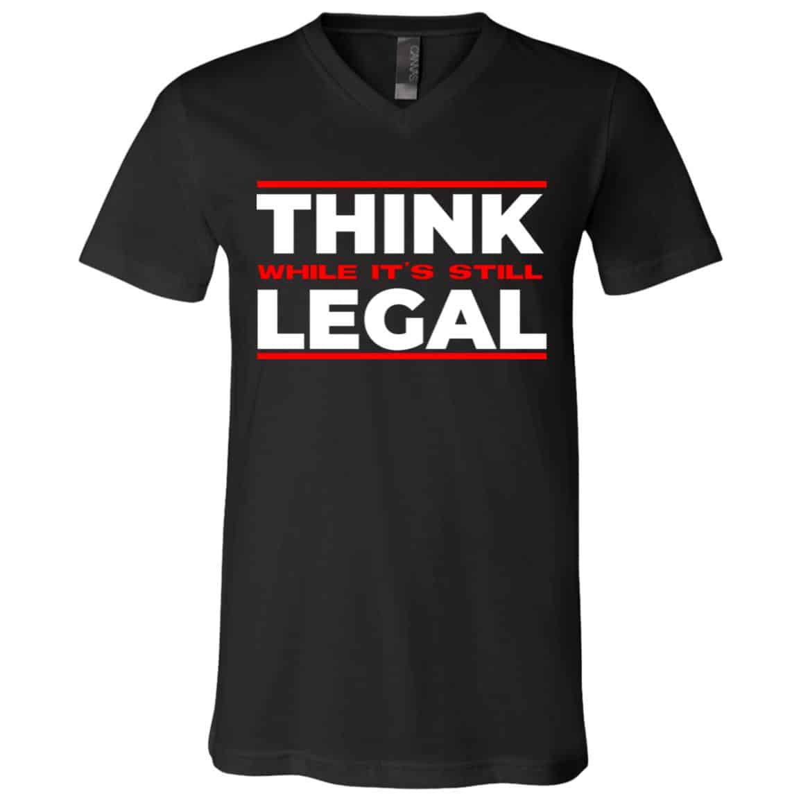 Think While It's Tshirt, Black, V-Neck T-Shirt
