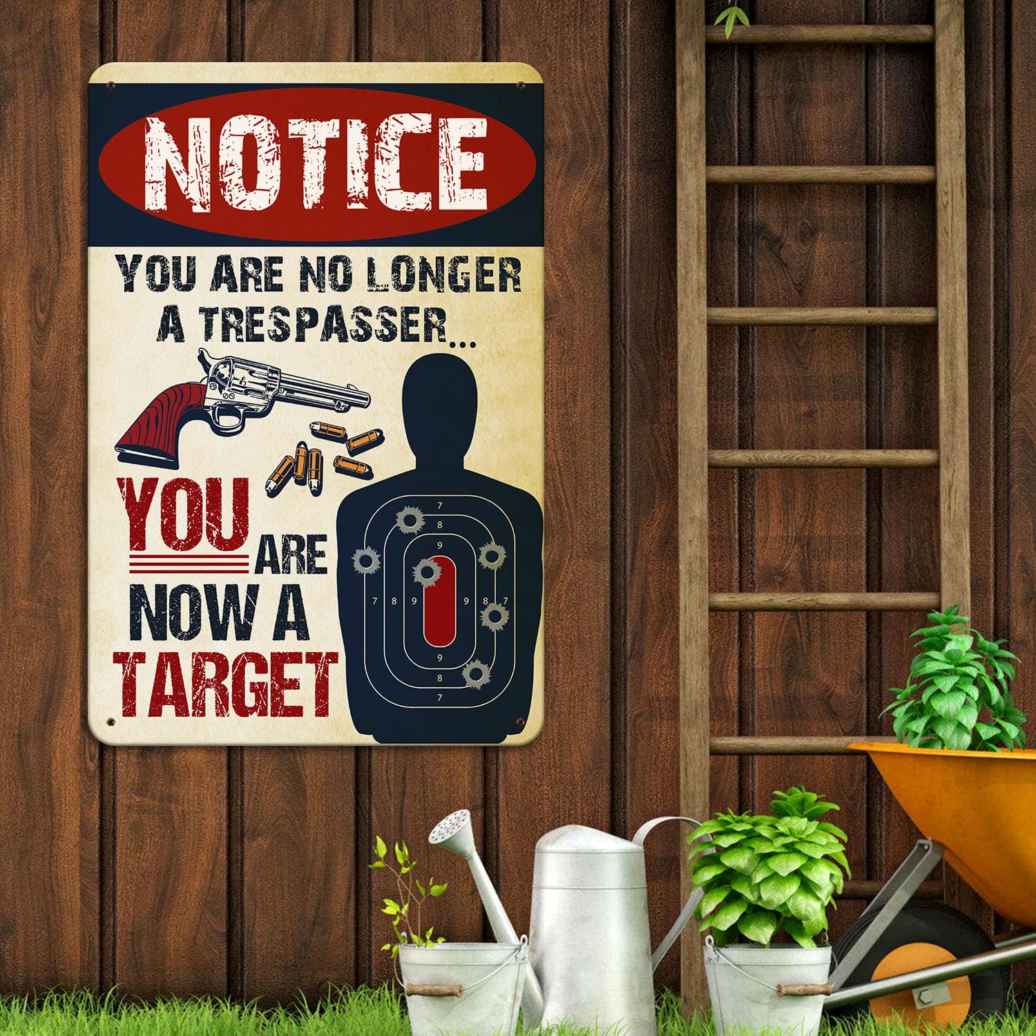 6MH. Notice Trespassing Metal Sign Metal Sign Mockup 12