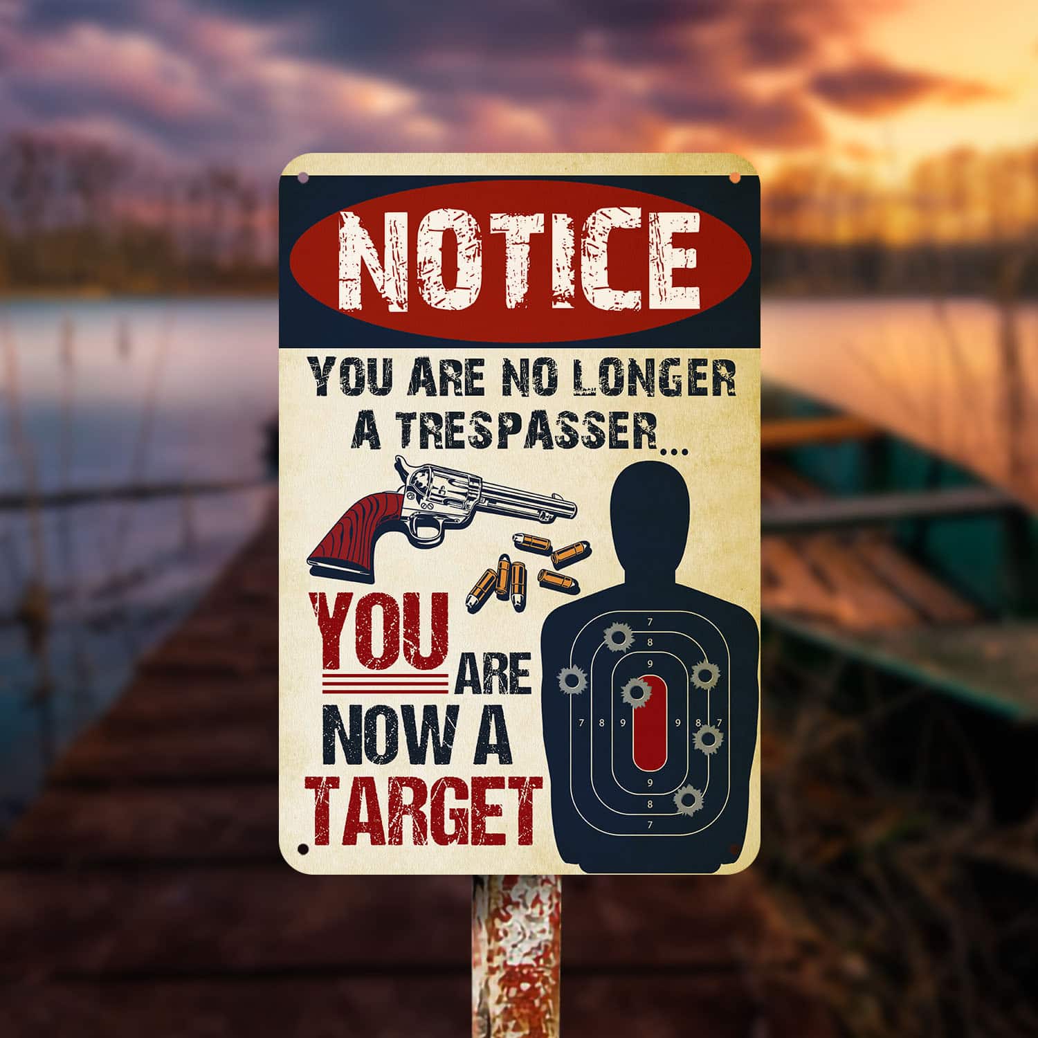 6MH. Notice Trespassing Metal Sign Metal Sign Mockup 15