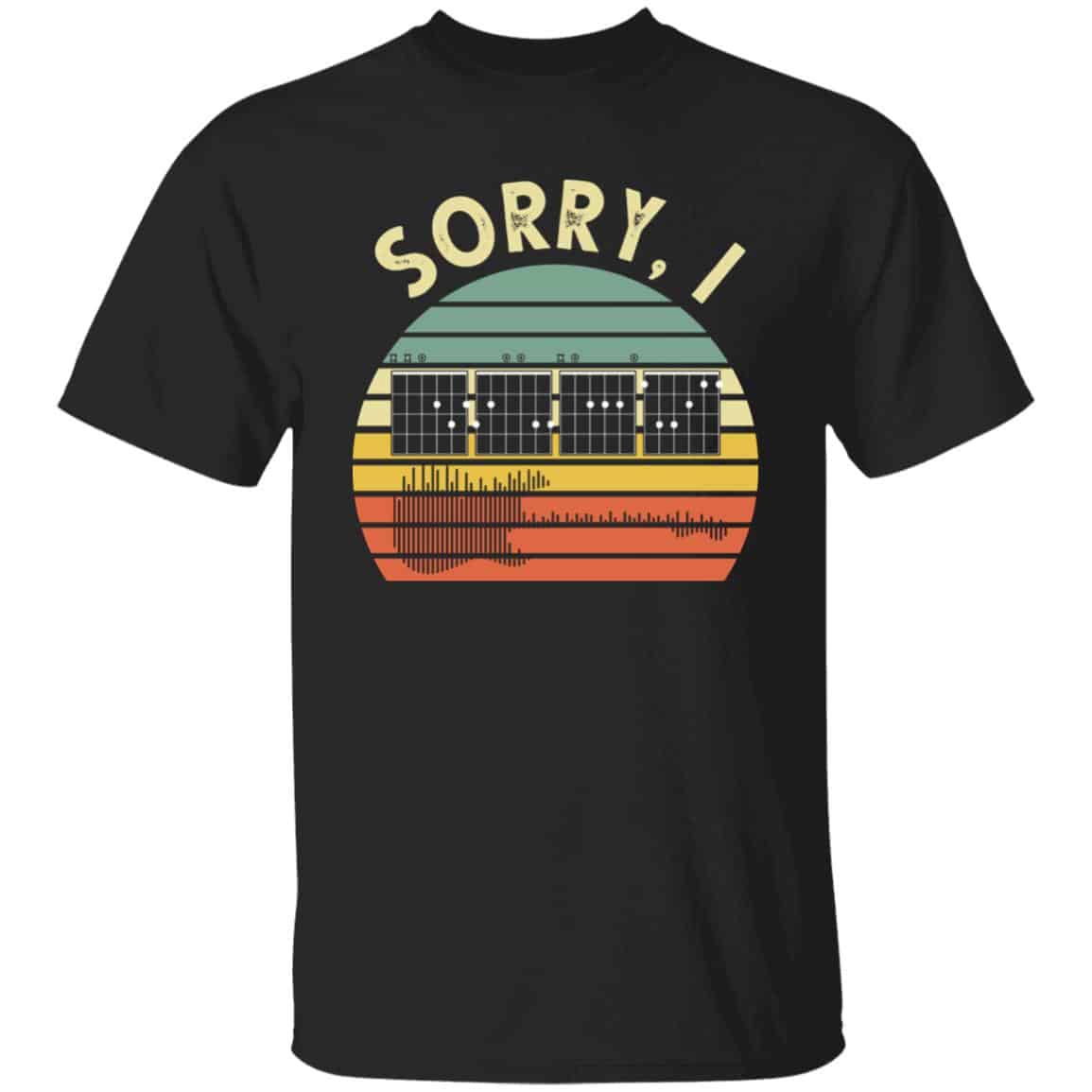 2KT. Guitar Sorry I Don't Give A Fuck, Black, Unisex T-Shirt